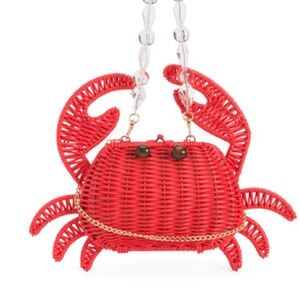 Tommy Bahama Red STRAW Crab Clutch NWT